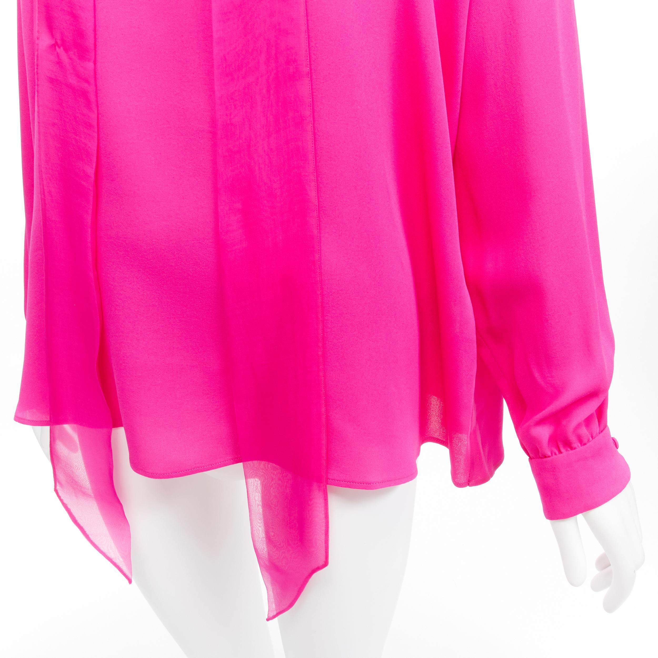 VALENTINO Piccioli 2022 Runway Pink PP 100% silk neck tie relaxed blouse IT38 XS For Sale 4