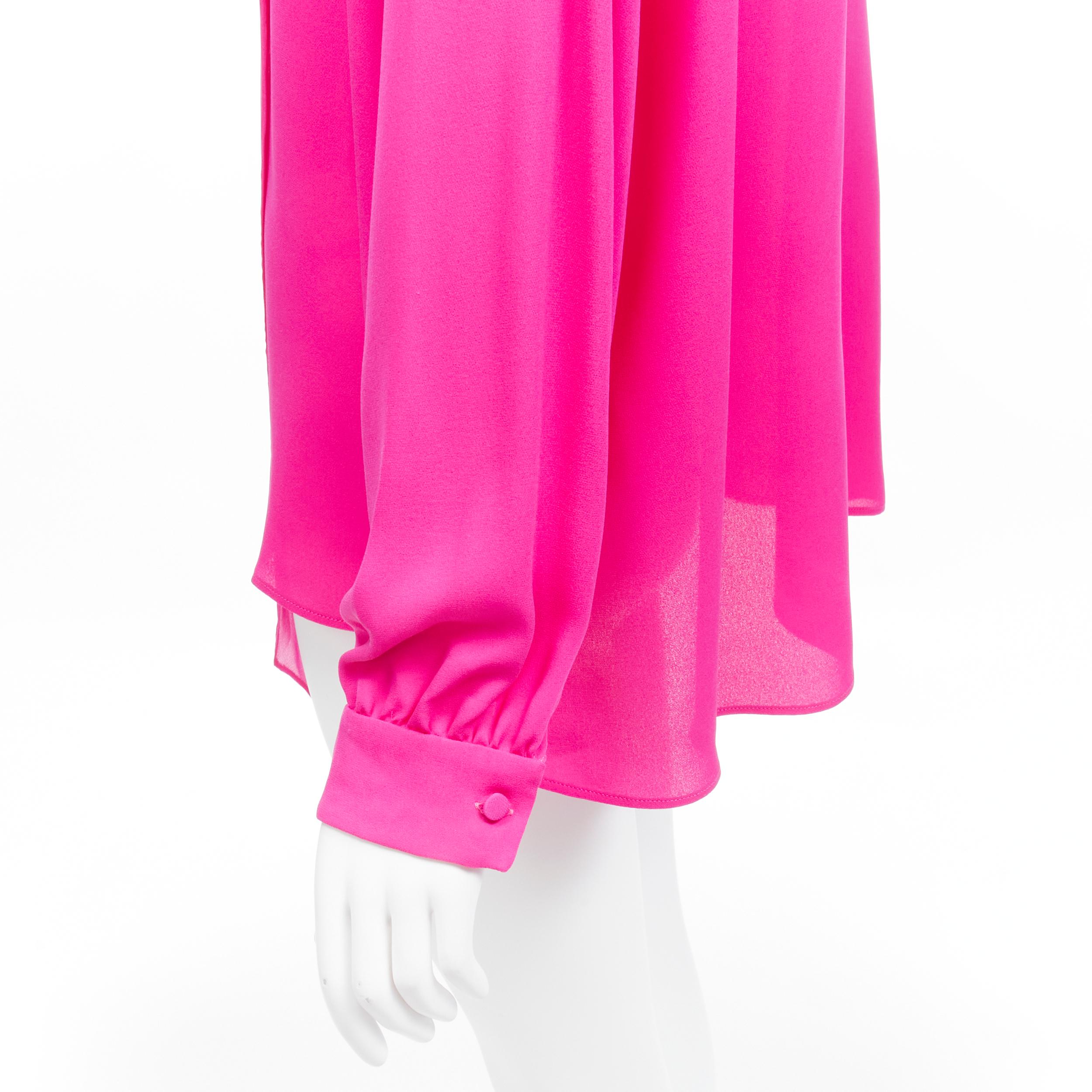 VALENTINO Piccioli 2022 Runway Pink PP 100% silk neck tie relaxed blouse IT38 XS For Sale 5