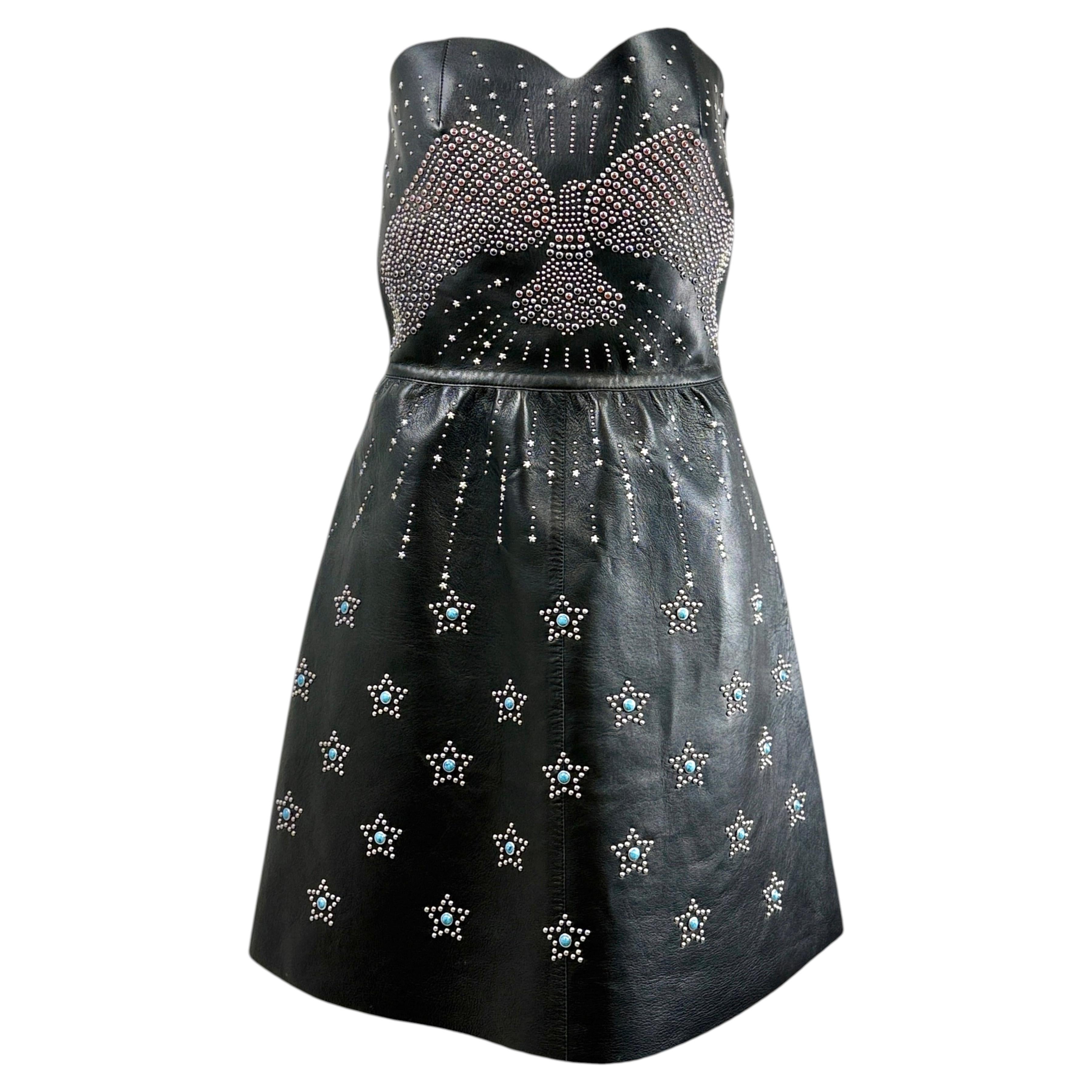 Valentino Pierpaolo Piccioli 2016 Wonder Woman black studded leather dress For Sale