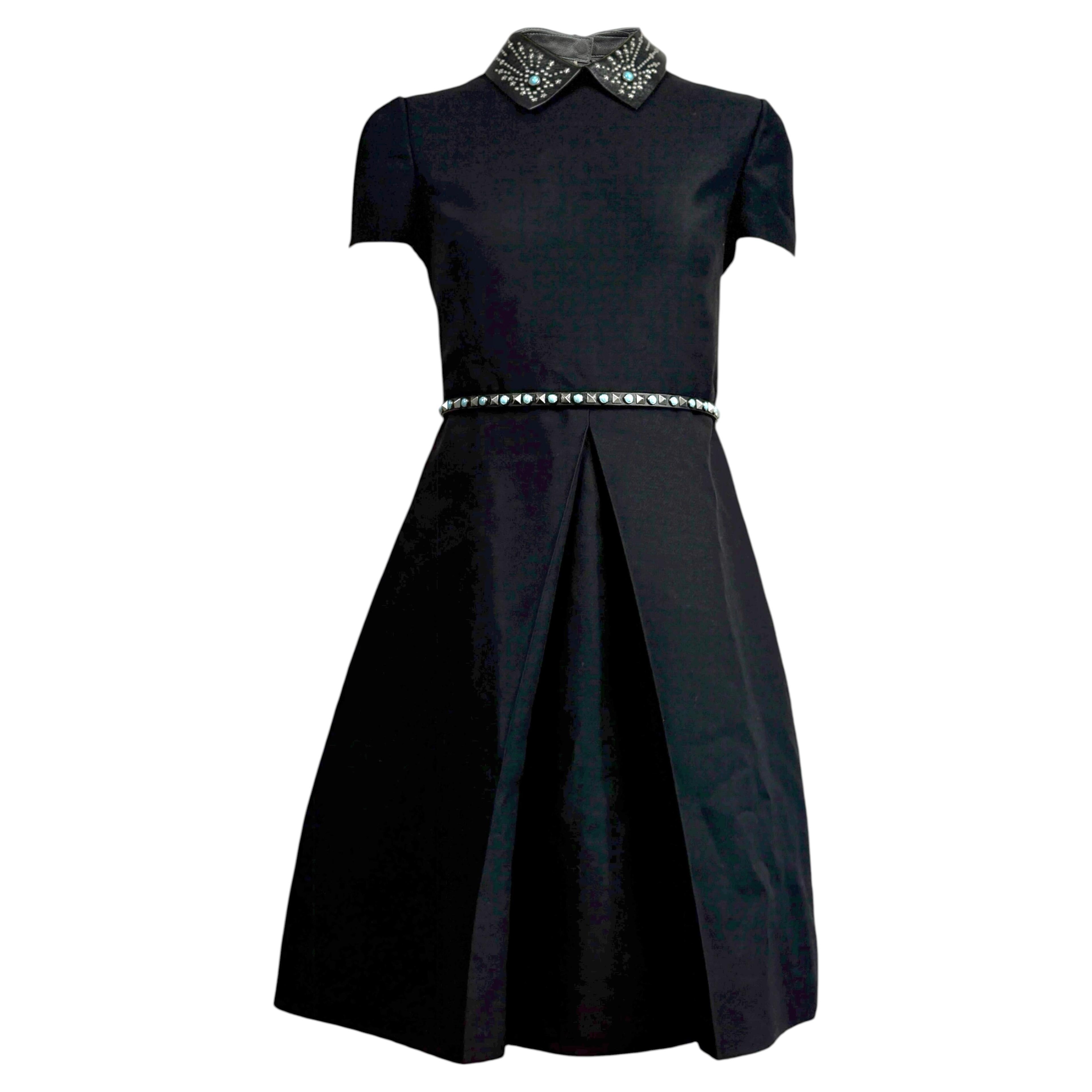 Valentino Pierpaolo Piccioli Resort 2016 Black dress turquoise studs For Sale