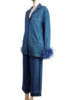 Valentino Pierpaolo Piccioli Resort 2023 Denim pant suits ostrich feathers