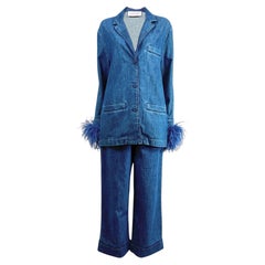 Valentino Pierpaolo Piccioli Resort 2023 Denim pant suits ostrich feathers