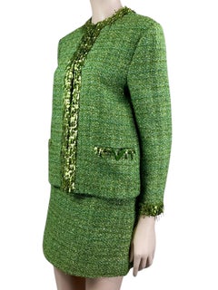 Valentino Pierpaolo Piccioli Primavera 2023 Conjunto de tweed de lúrex verde