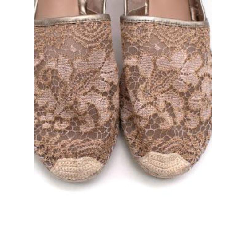 Valentino Pink and Gold Lace Espadrilles For Sale 2