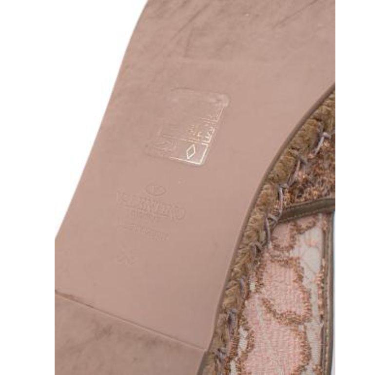 Valentino Pink and Gold Lace Espadrilles For Sale 3