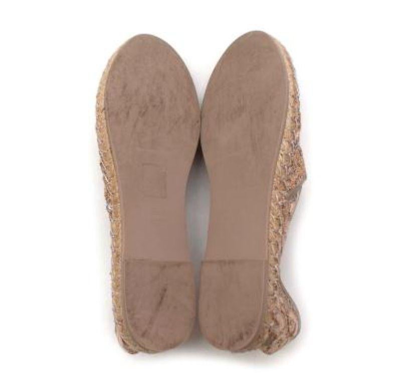 Valentino Pink and Gold Lace Espadrilles For Sale 4