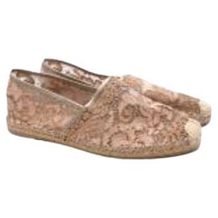 Valentino Pink and Gold Lace Espadrilles For Sale