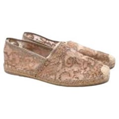 Valentino Pink and Gold Lace Espadrilles