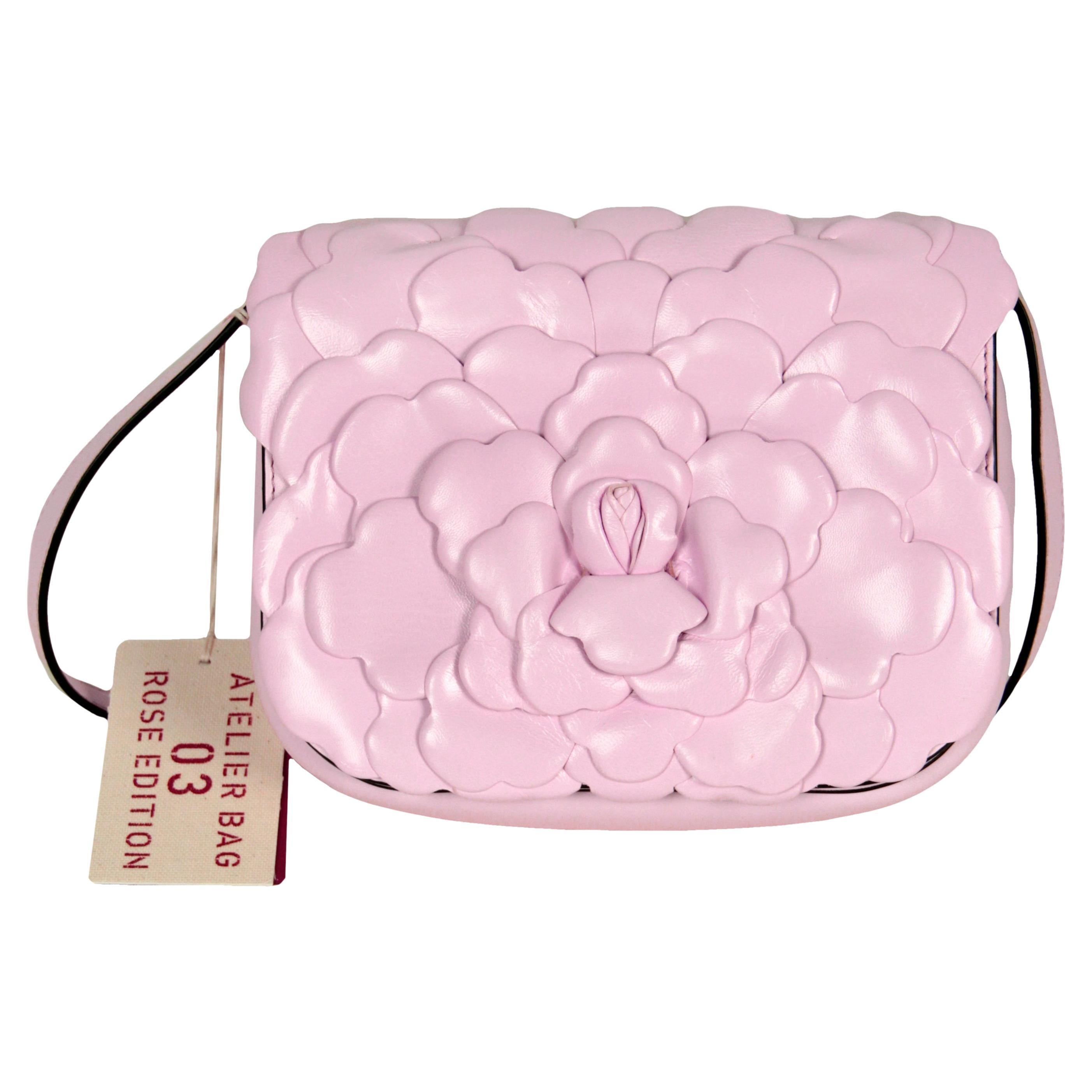 Valentino Pink Atelier Rose 03 Edition Leather Rose Small Crossbody Bag