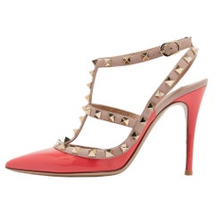 Valentino Pink/Beige Patent and Leather Rockstud Pumps Size 36