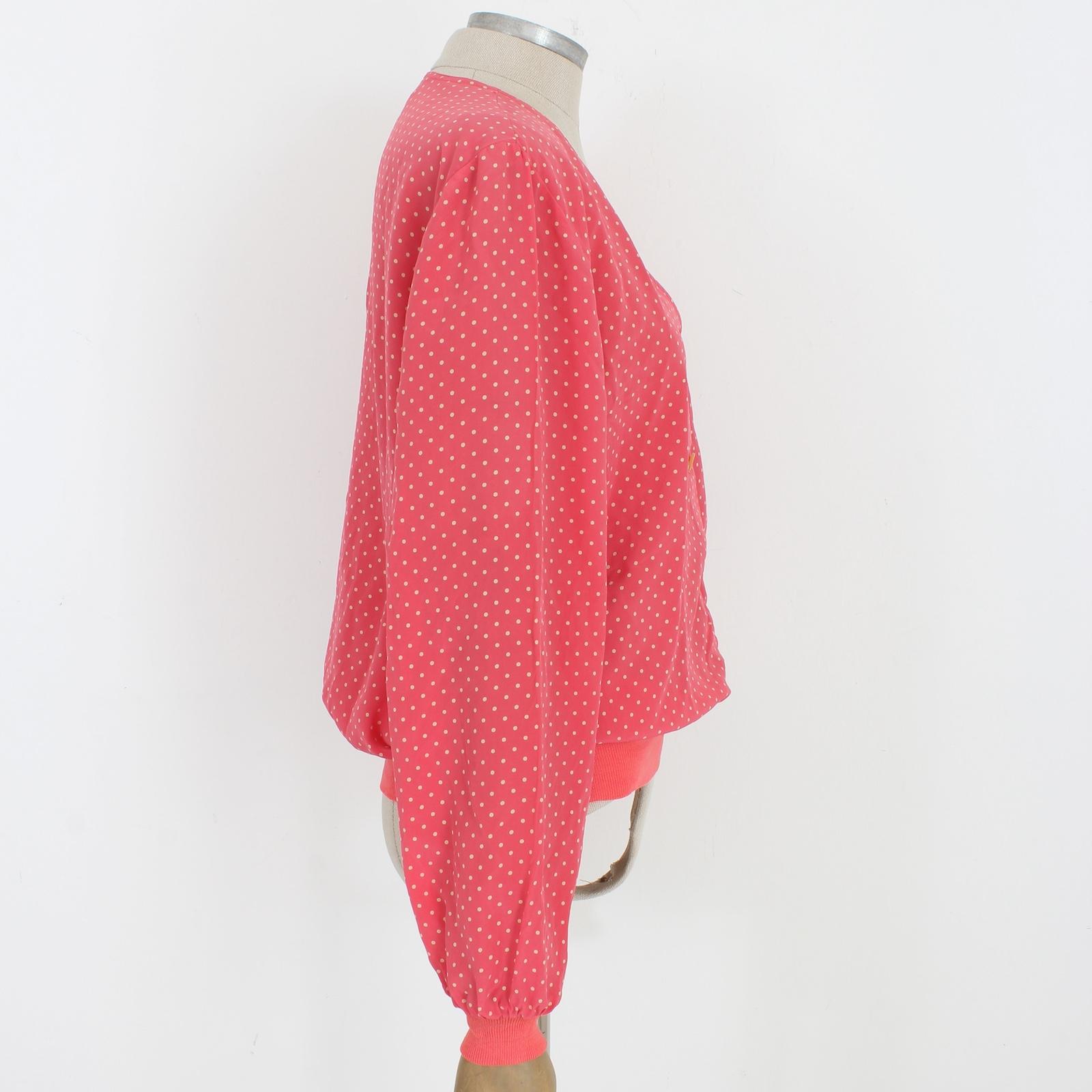 Valentino Pink Beige Polka Dot Silk Shirt 1990s In Excellent Condition In Brindisi, Bt