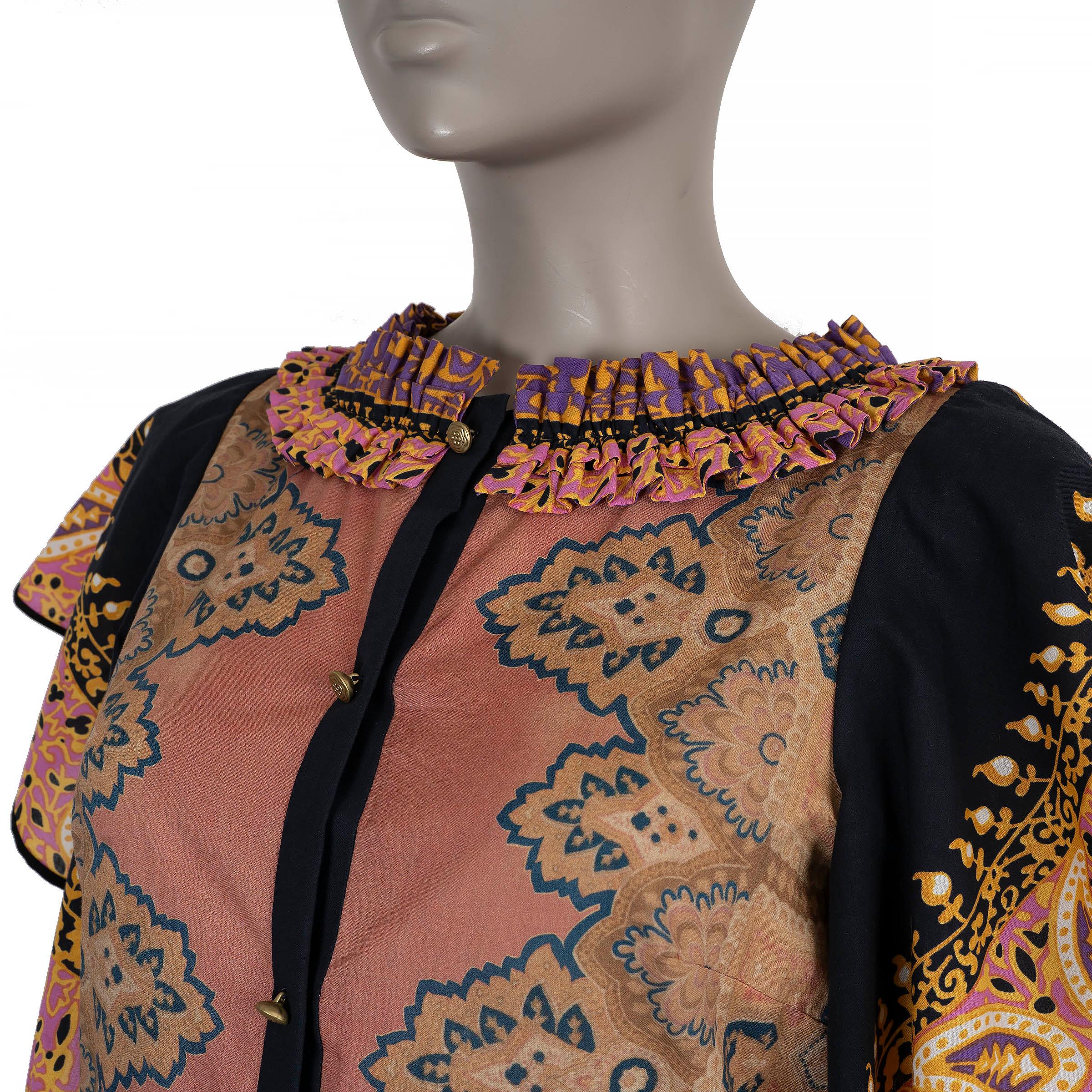 Valentino abito MAXI in cotone 2025 RUFFLED PAISLEY rosa e nero S In condizioni ottime in vendita a Zürich, CH