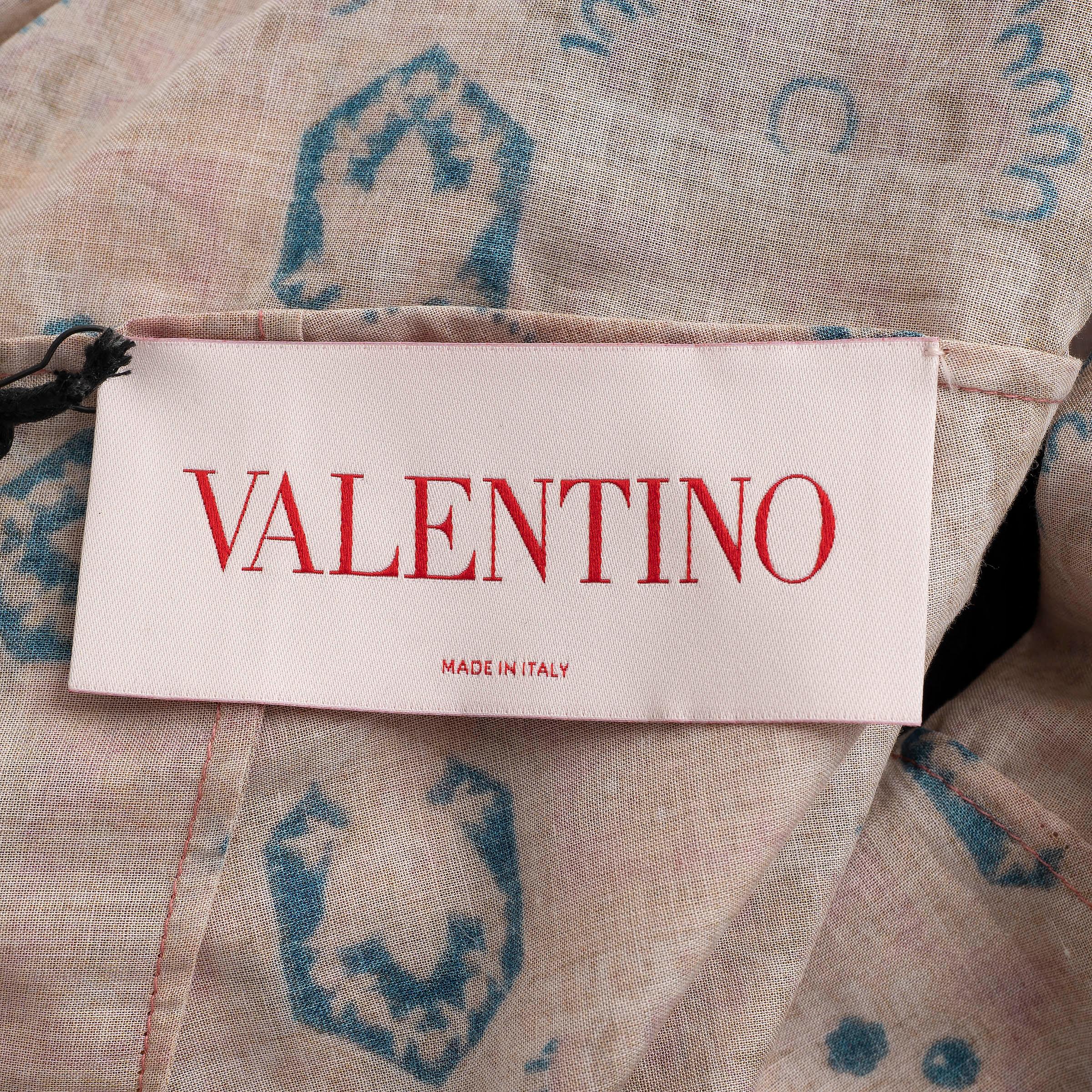 Donna Valentino abito MAXI in cotone 2025 RUFFLED PAISLEY rosa e nero S in vendita