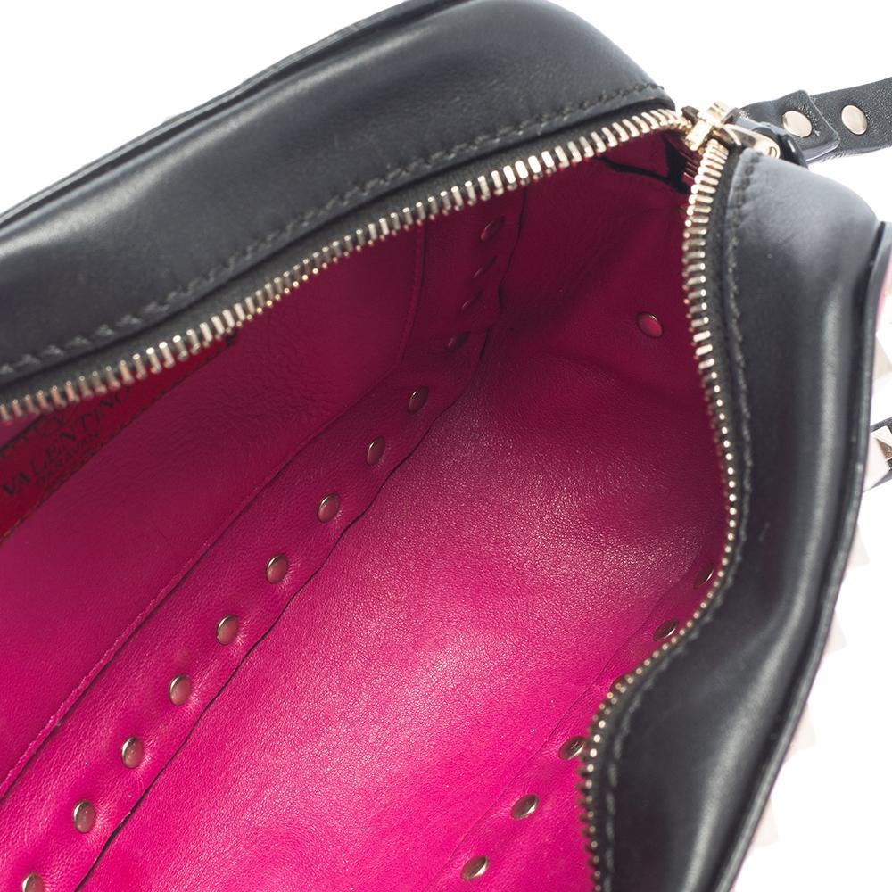 Valentino Pink/Black Leather Rockstud Camera Bag 1