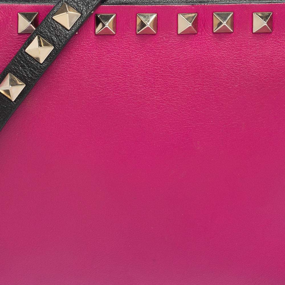Valentino Pink/Black Leather Rockstud Camera Bag 2