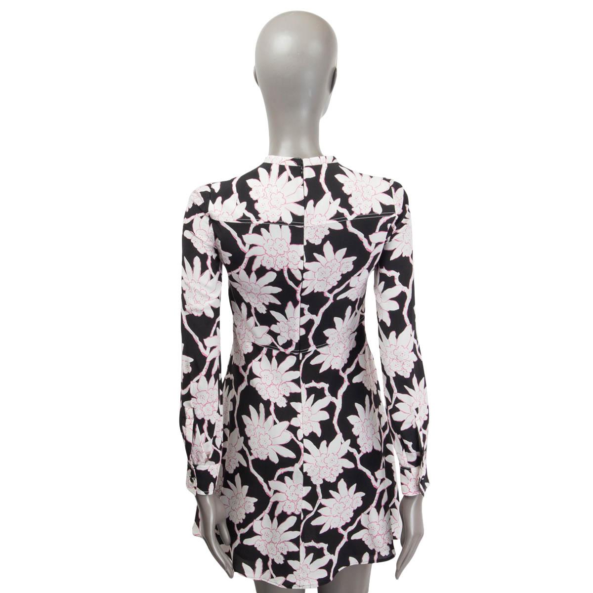 De las mujeres VALENTINO rosa negro seda 2018 RHODODENDRON KEYHOLE MINI Vestido 38 XS en venta