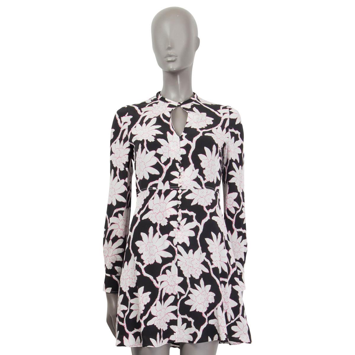 VALENTINO rosa negro seda 2018 RHODODENDRON KEYHOLE MINI Vestido 38 XS en venta