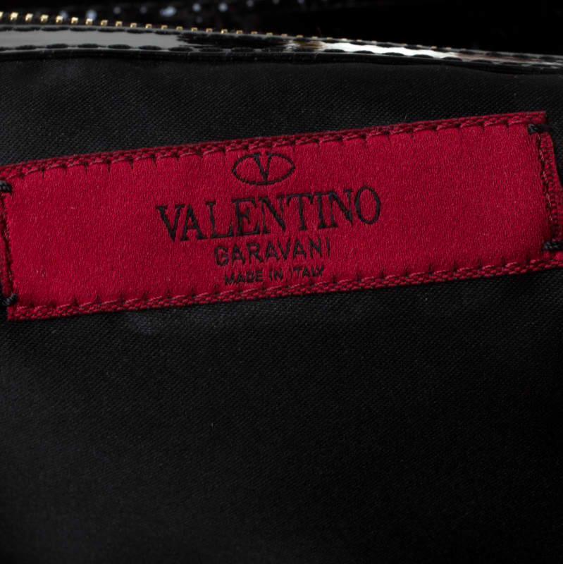 Valentino Pink/Black Silk and Patent Leather Organza Rosier Tote 3