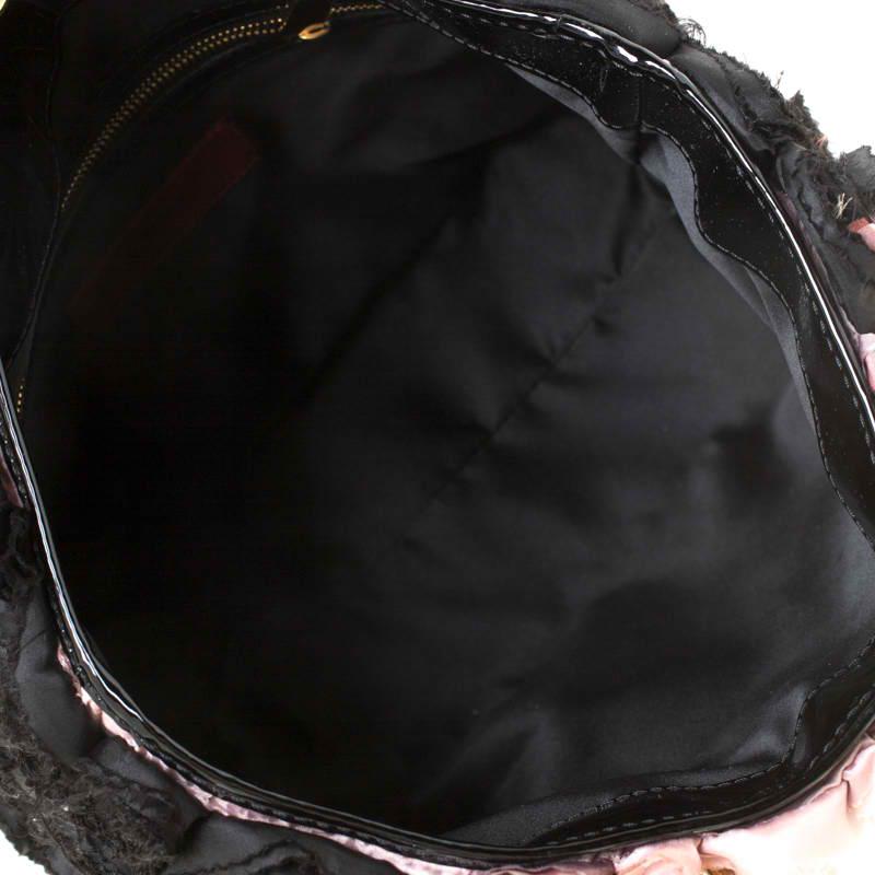 Valentino Pink/Black Silk and Patent Leather Organza Rosier Tote 5
