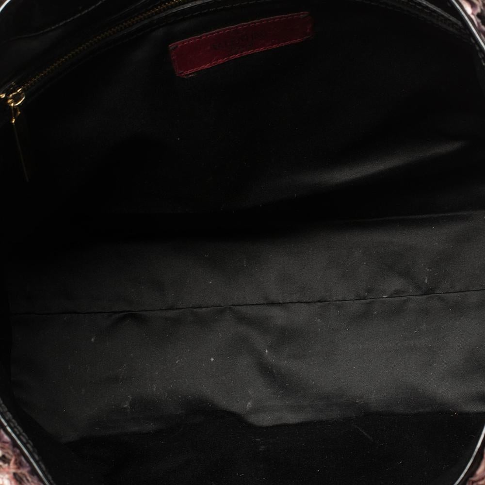 Valentino Pink/Black Silk Organza and Patent Leather Rosier Tote 4