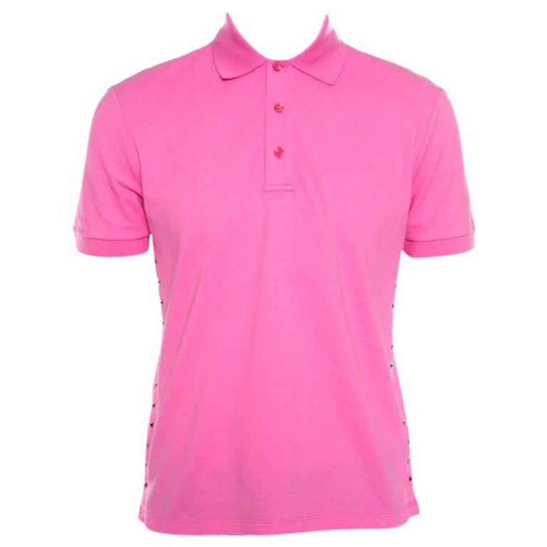Valentino Pink Classic Pique Rockstud Untitled Polo T-Shirt M For Sale ...