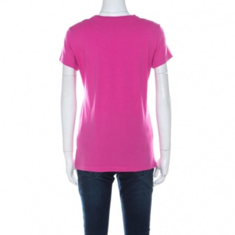 Valentino Pink Cotton Heart Applique T Shirt S im Angebot 1