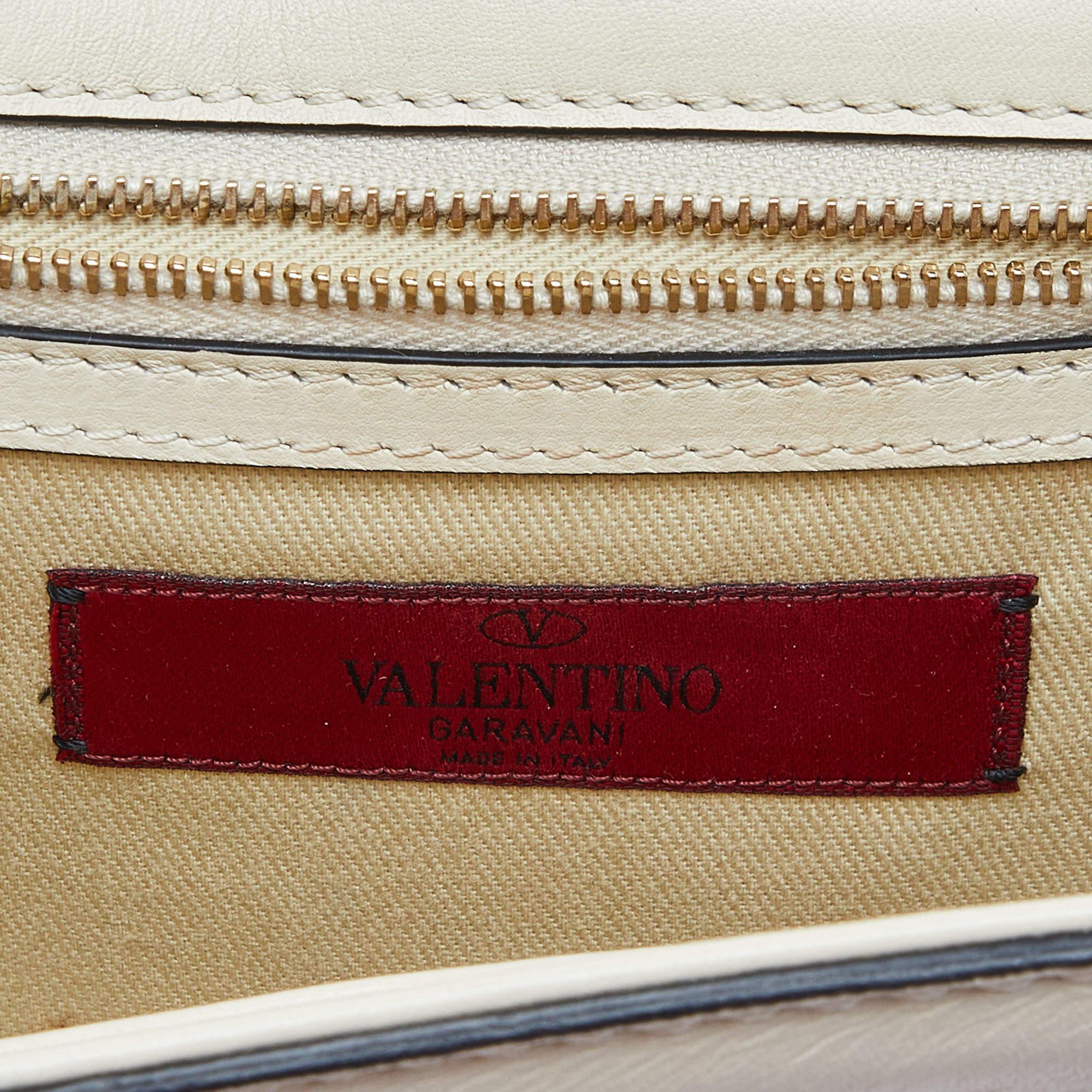 Women's Valentino Pink/Cream Leather Small Rockstud Glam Lock Flap Bag