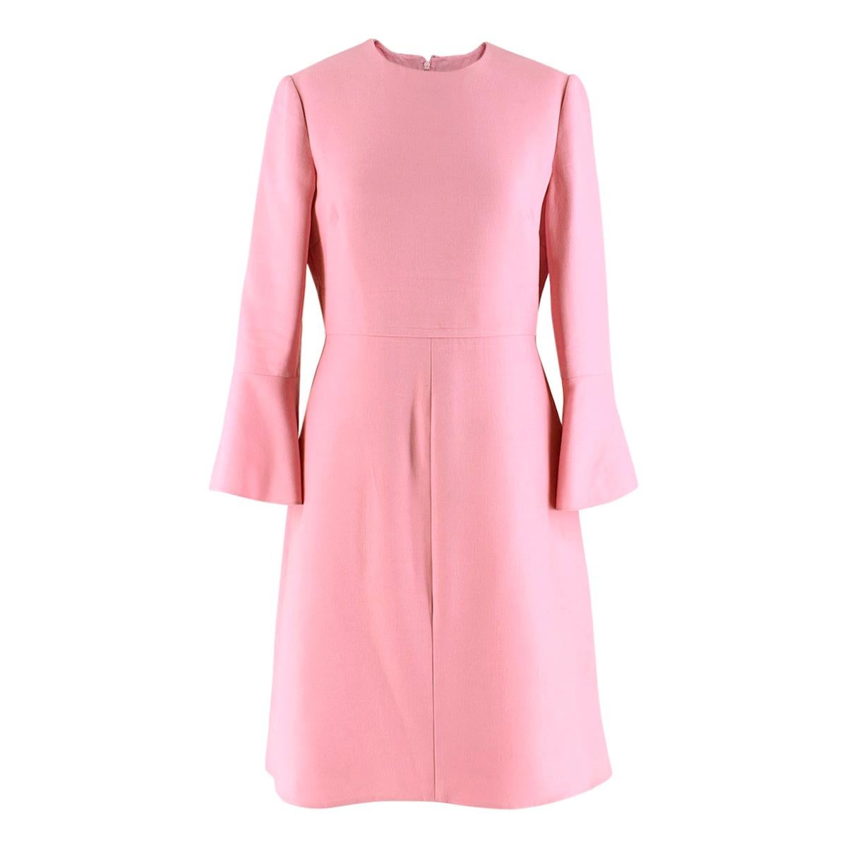 Valentino Pink Crepe Ruffle Sleeve Dress IT 42