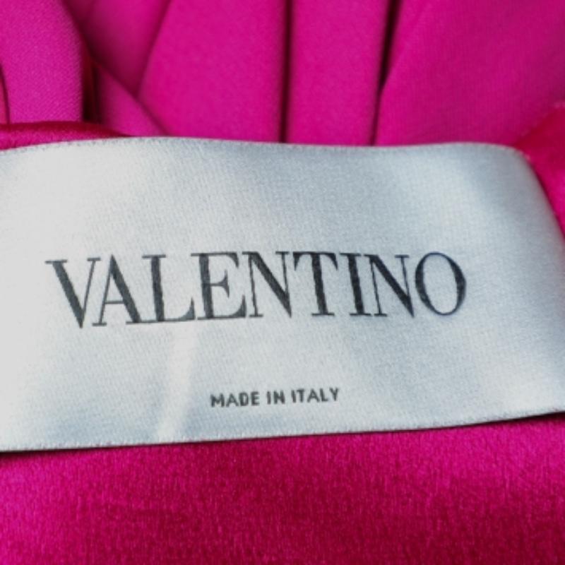 Valentino Pink Crepe Slit Detail Draped Sleeveless Gown L For Sale 1