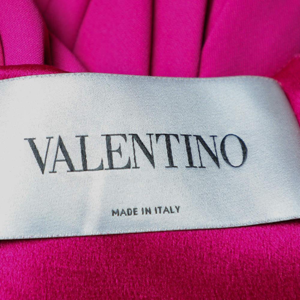 Valentino Rosa drapiertes ärmelloses Kleid aus Krepp mit Schlitzdetails L Damen im Angebot