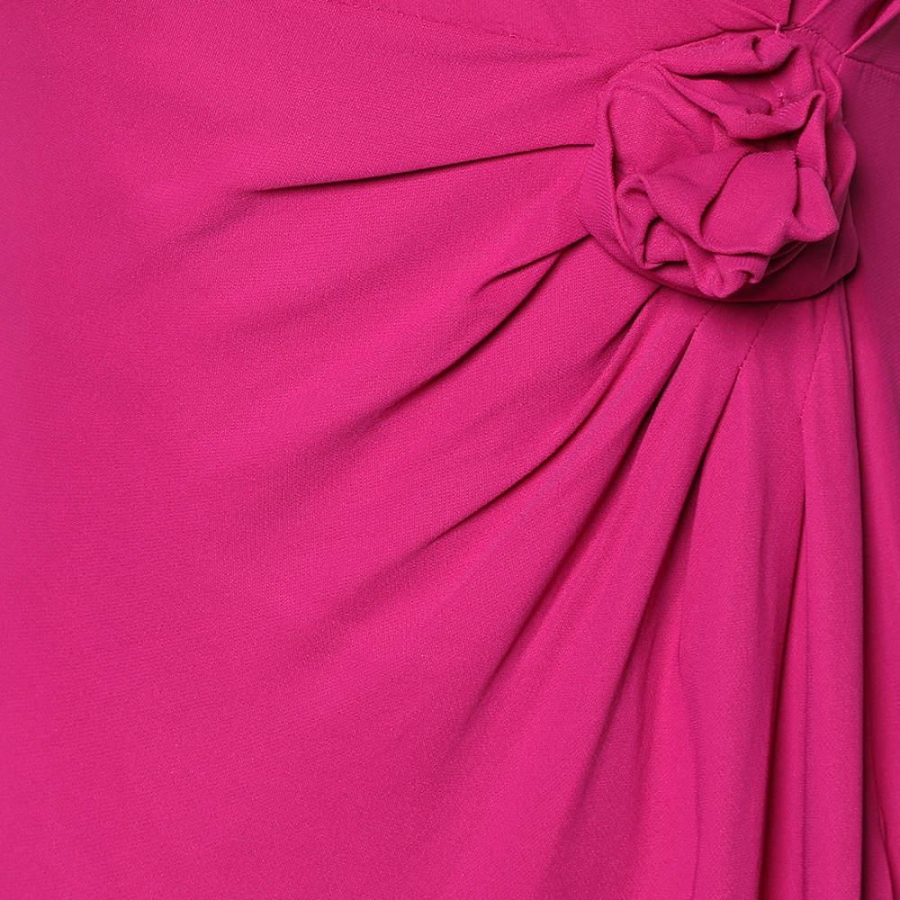 Valentino Rosa drapiertes ärmelloses Kleid aus Krepp mit Schlitzdetails L im Angebot 1