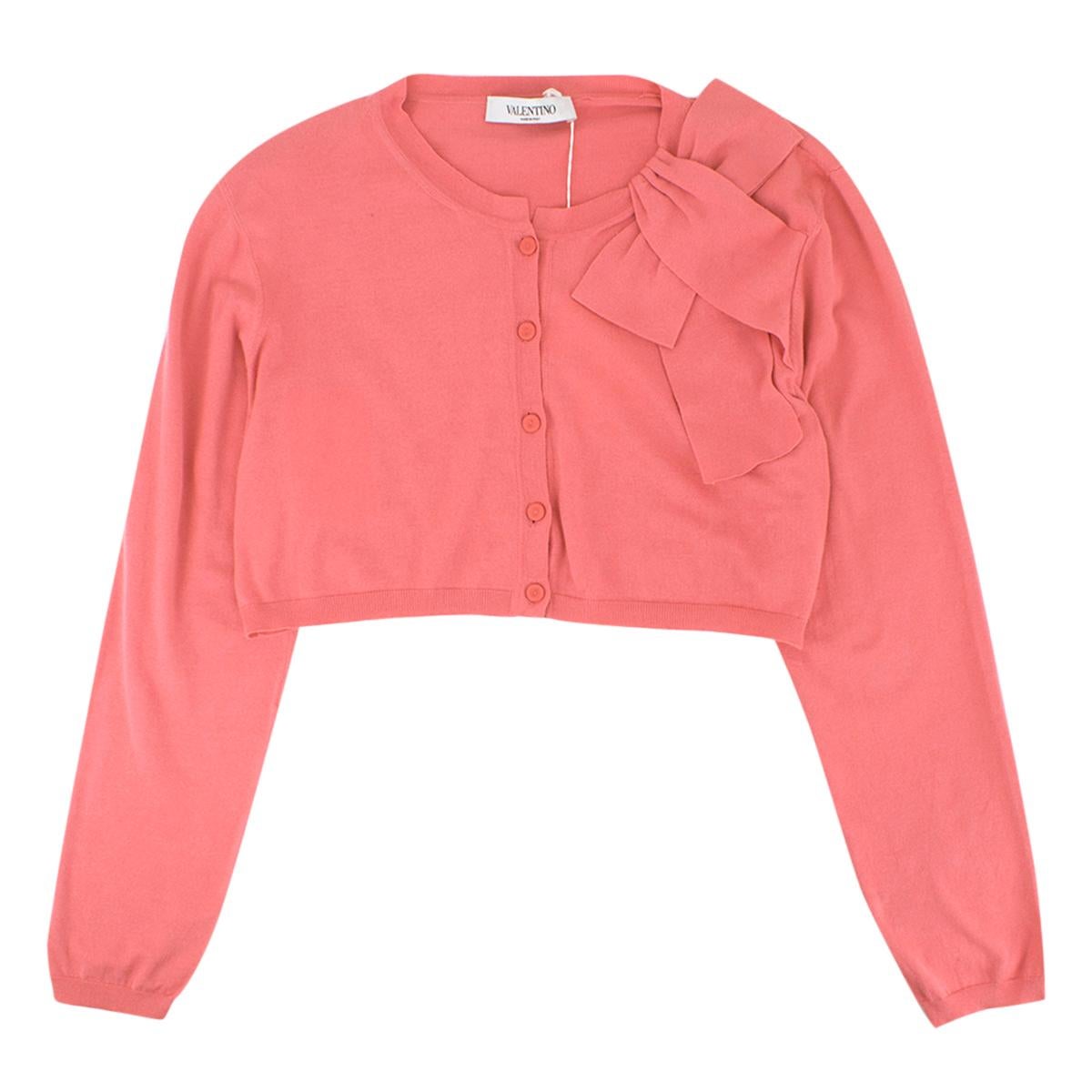 Valentino Pink Cropped Cardigan - Size US 12 In New Condition For Sale In London, GB