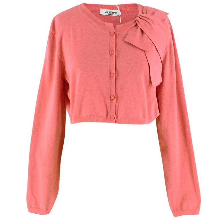 Valentino Pink Cropped Cardigan - Size US 12 For Sale at 1stDibs