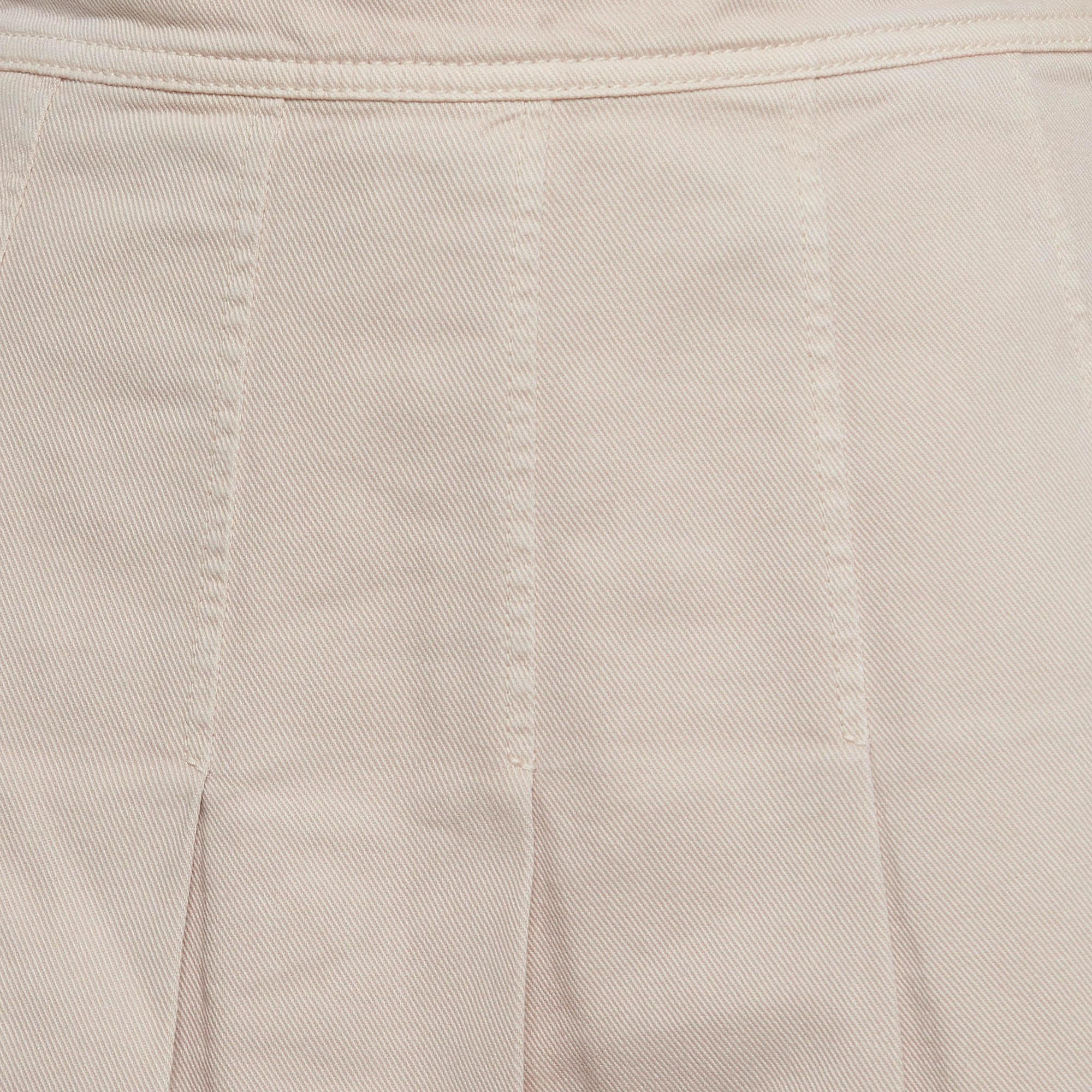 Valentino Pink Denim Pleated Mini Skirt M In Excellent Condition For Sale In Dubai, Al Qouz 2