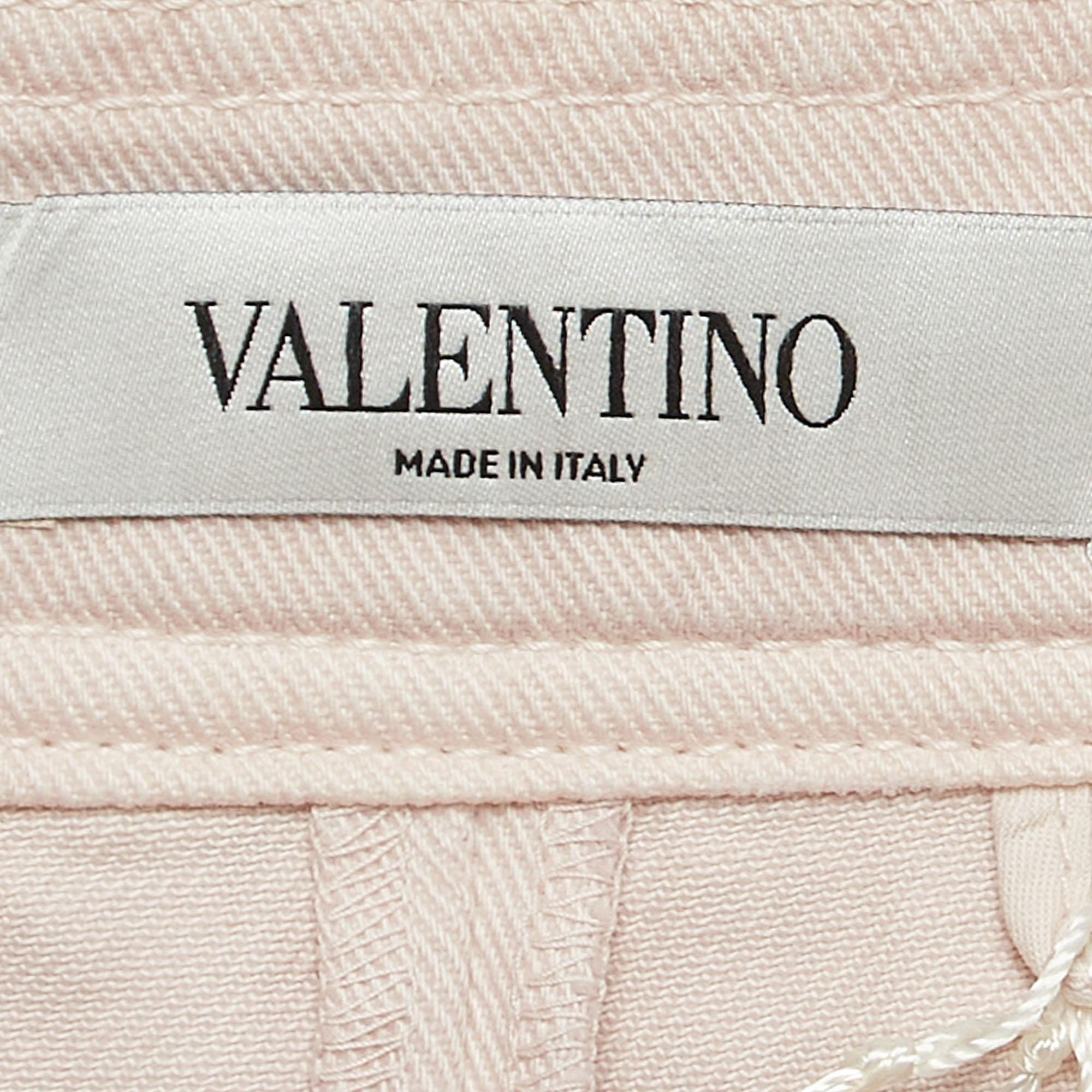 Women's Valentino Pink Denim Pleated Mini Skirt M For Sale
