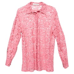 Valentino Pink Floral Lace Button Front Blouse S