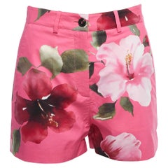 Valentino Pink Floral Printed Cotton Shorts M