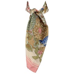 VALENTINO Pink Floral Silk Scarf