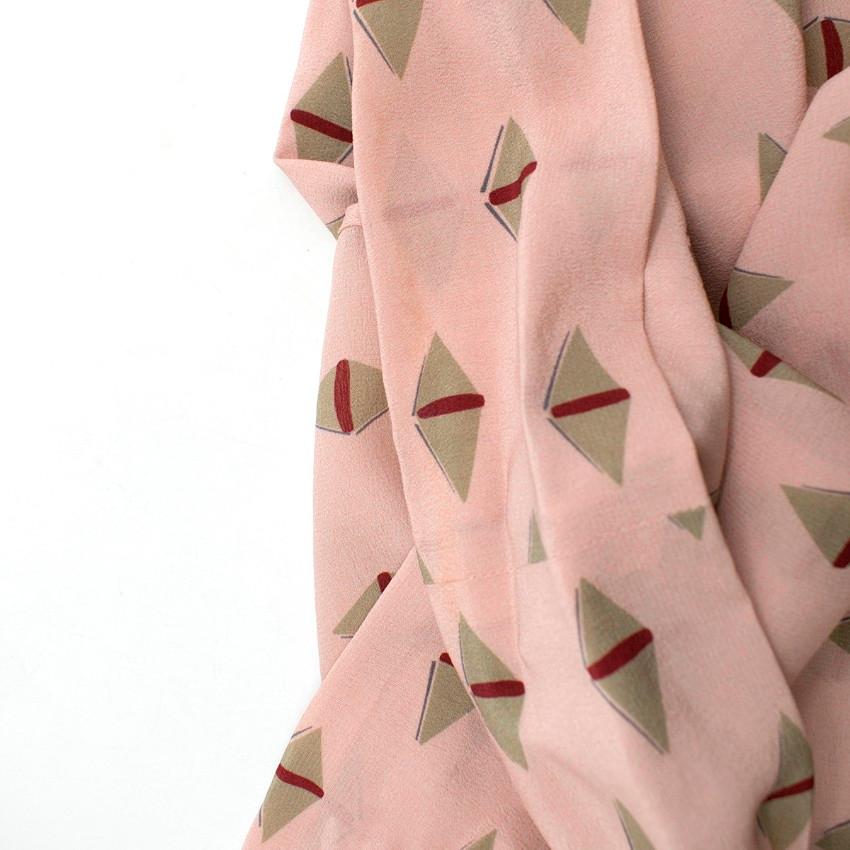 Valentino Pink Geometric Silk Neck Tie Blouse US 4 For Sale 1