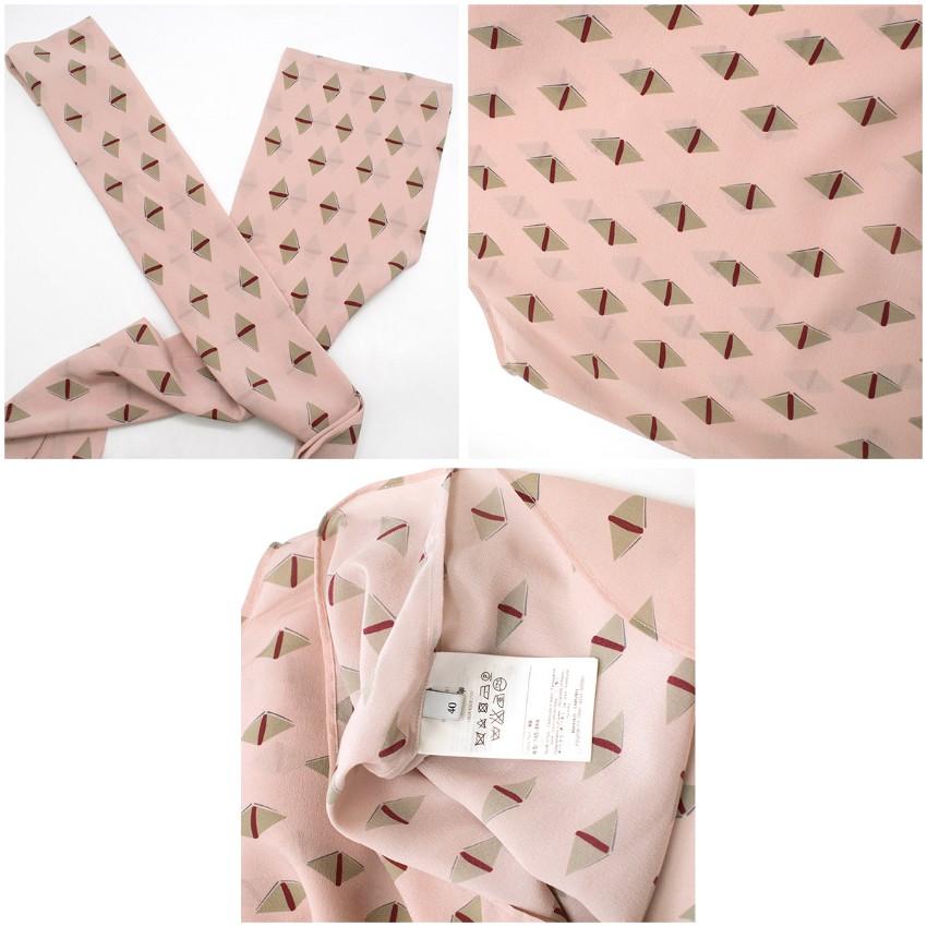 Valentino Pink Geometric Silk Neck Tie Blouse US 4 For Sale 2