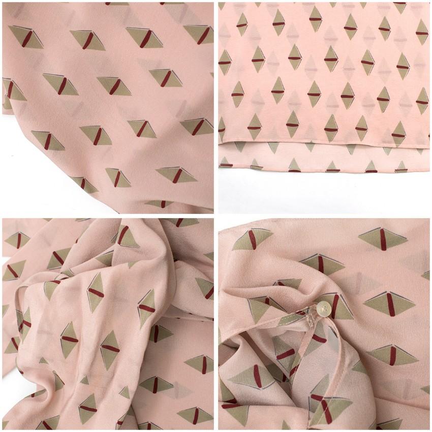 Valentino Pink Geometric Silk Neck Tie Blouse US 4 For Sale 3