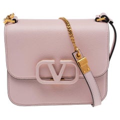 Valentino Pink Grained Leather Small VSling Shoulder Bag