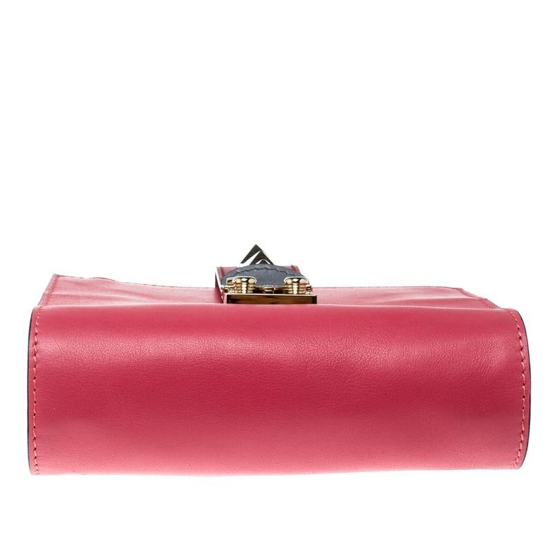 Valentino Pink/Green Leather Chain Clutch 1