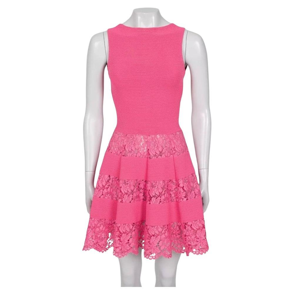 Valentino Pink Lace Detail Dress - Size XS