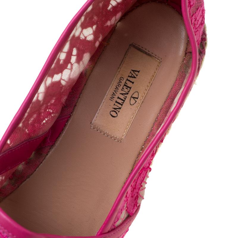 Valentino Pink Lace Espadrille Flats Size 40 1