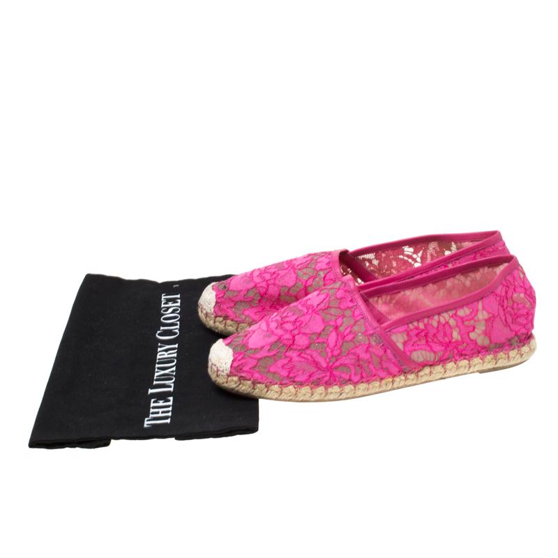 Valentino Pink Lace Espadrille Flats Size 40 4