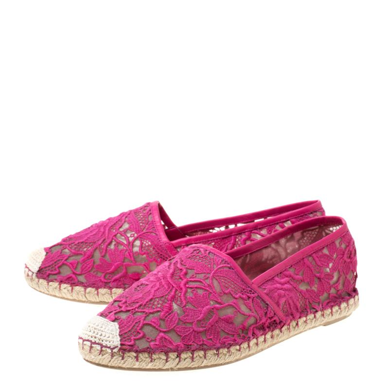 Valentino Pink Lace Espadrilles Size 39 1