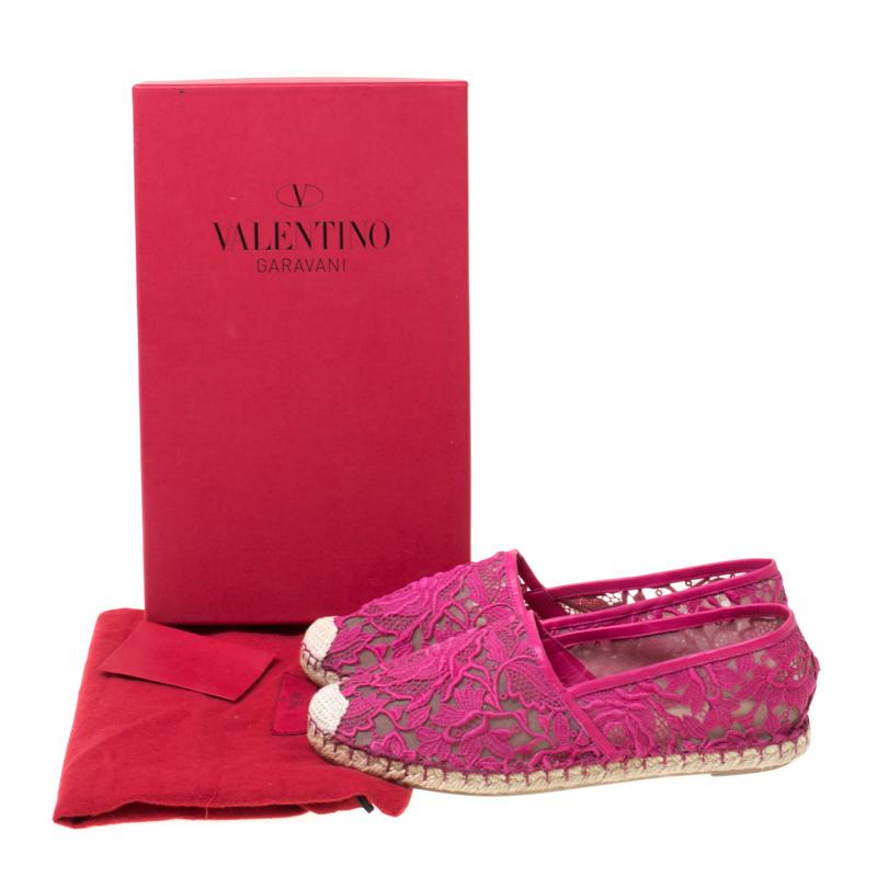 Valentino Pink Lace Espadrilles Size 39 4