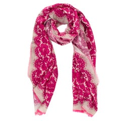 Valentino Pink Lace Print Scarf