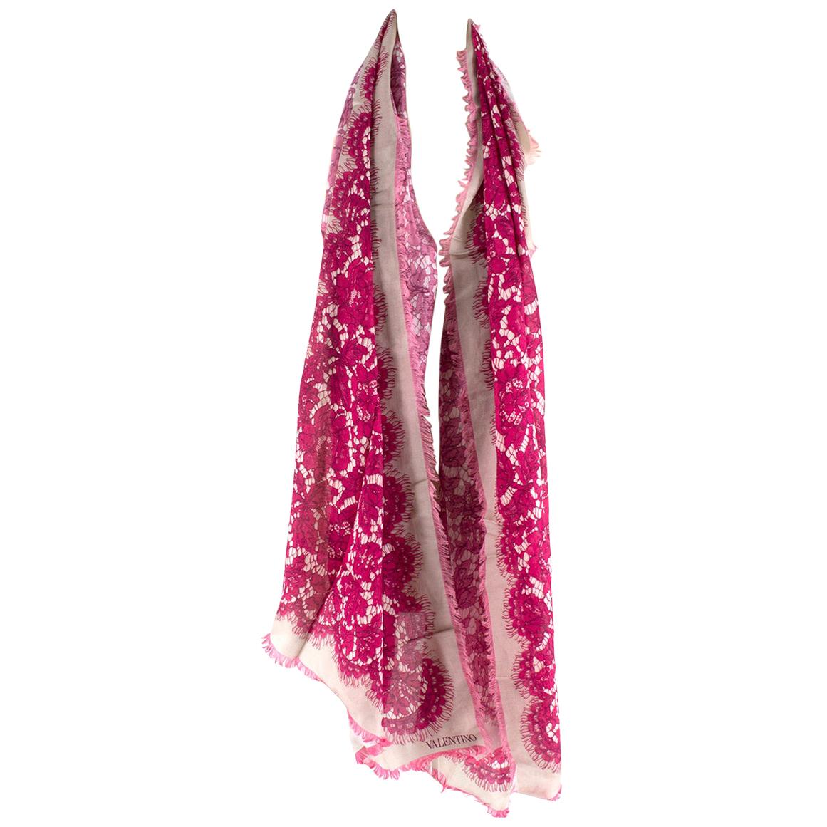 Valentino Pink Lace Print Scarf 
